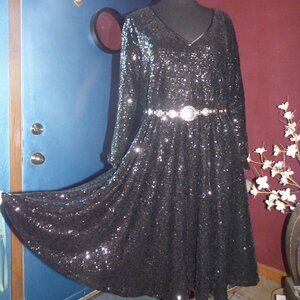 TORRID GOTH VAMPIRE WEDDING SPECIAL OCCASION BLACK SEQUIN SKATER DRESS 1 1x 14